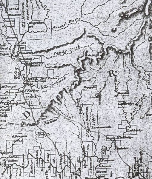 Map showing the probably route of Allan Cunningham through the Hunter Valley in 1827