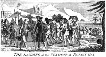 Convicts landing at Botany Bay