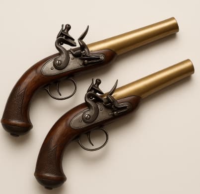 AI generated Image of brass-barrelled pistols from 1830s