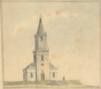 Church at Newcastle c. 1819 from Map entitled Port Hunter and its Branches c. 1819. State Library of NSW
