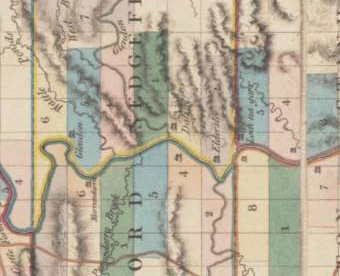 1828 map showing location of Elderslie, Glendon, Castle Forbes, Dalziel and Loch-na-gar estates