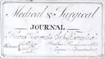 Front Cover Medical Journal Convict Ship Florentia 1830. Surgeon Andrew Henderson