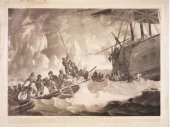 Part of the Crew of His Majesty's Ship Guardian endeavouring to escape in the Boats 1789