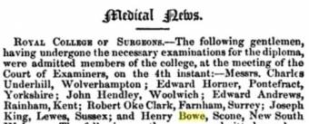 Henry Bowe's Medical Qualifications. The Lancet