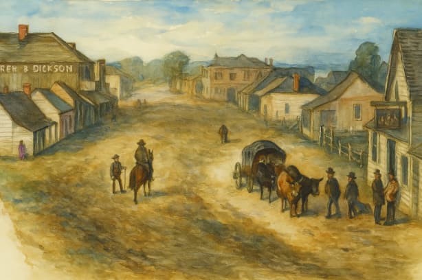 AI generated View of High Street, West Maitland, from Engraving from The Sydney Mail 02 May 1906