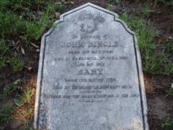 Grave stone of John Bingle - Christ Church Burial Ground Newcastle