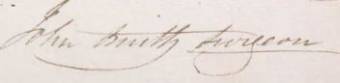 Signature of John Smith on the Medical Journal of the Surry in 1834