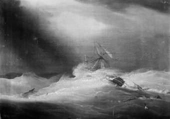 The Lady Castlereagh dismasted in a cyclone off Madras 24 October 1818 Royal Museum Greenwich