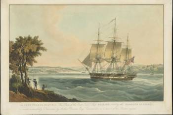 The East India ship Mellish entering the harbour of Sydney (1830?) painted by W.J. Huggins ; engraved by E. Duncan - National Library of Australia