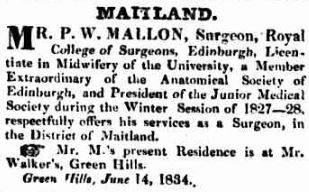 Patrick Walsh Mallon - The Sydney Herald 19 Jun 1834 
