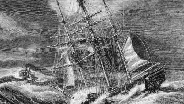 Barque Norham Castle Abandoned by the Steam Tug Mystery - Illustrated Australian News 9 August 1875