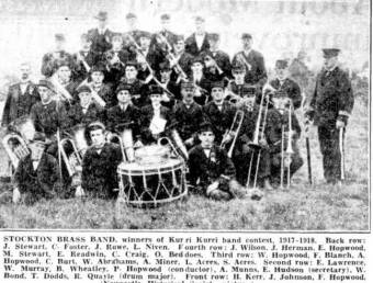 Stockton Brass Band 1917 - 1918 - The Sun 15 August 1950